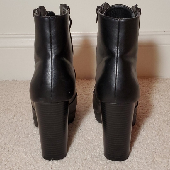 Black Heel Combat Ankle Boots - Picture 5 of 7